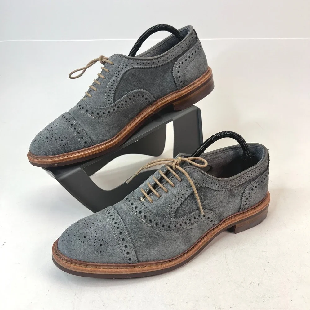 Allen Edmonds Strandmok Cap-toe Oxford Suede Shoes Men 9D Grey